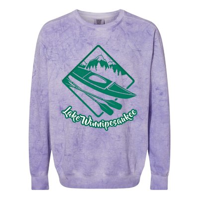 New Hampshire Vacation Lake Winnipesaukee Kayak Kayaking Gift Colorblast Crewneck Sweatshirt