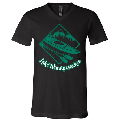 New Hampshire Vacation Lake Winnipesaukee Kayak Kayaking Gift V-Neck T-Shirt