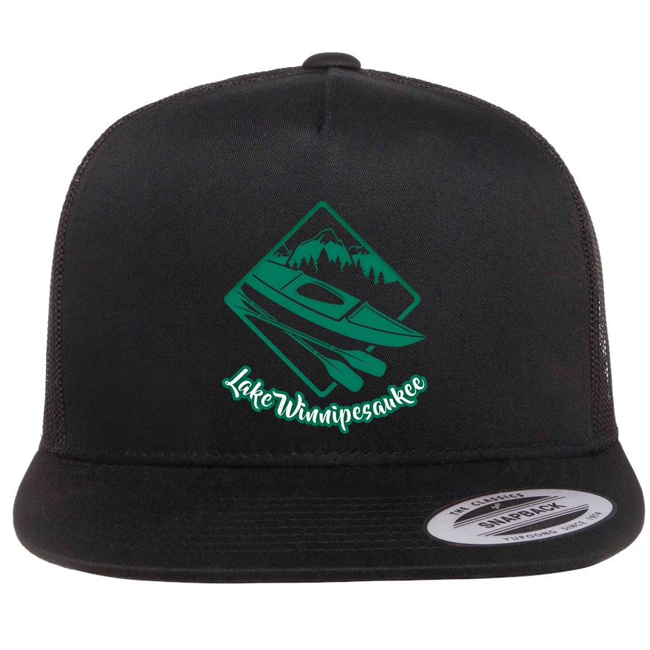 New Hampshire Vacation Lake Winnipesaukee Kayak Kayaking Gift Flat Bill Trucker Hat