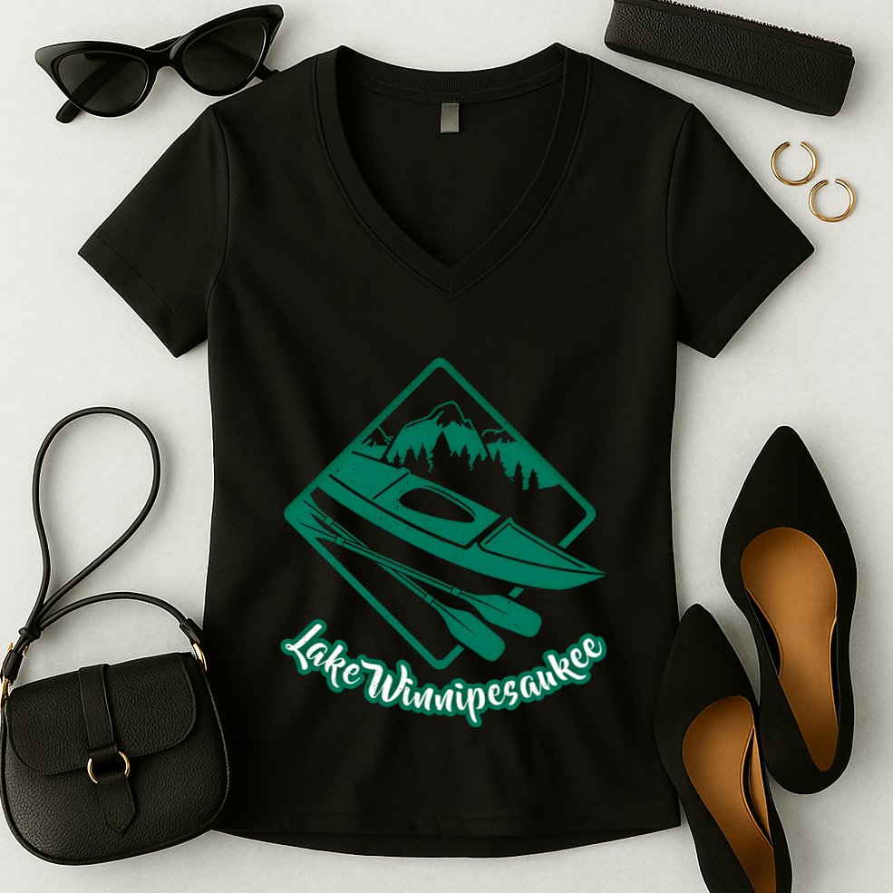 New Hampshire Vacation Lake Winnipesaukee Kayak Kayaking Gift Women's V-Neck T-Shirt