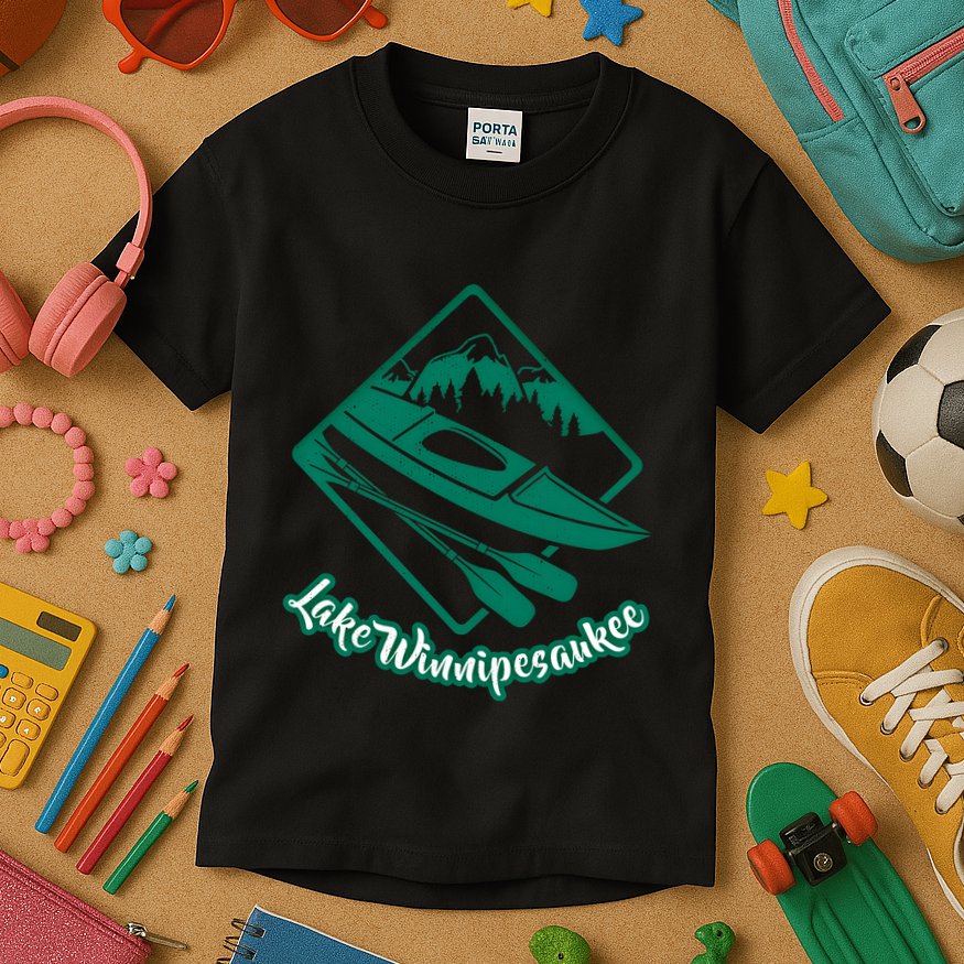 New Hampshire Vacation Lake Winnipesaukee Kayak Kayaking Gift Kids T-Shirt