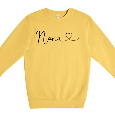 Nana Heart Women Grandma Christmas Mother's Day Birthday Gift Premium Crewneck Sweatshirt