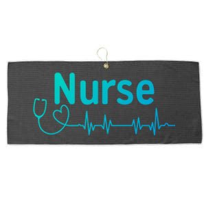 Nurse Heartbeat With Stethoscope Er Nurse Great Gift Large Microfiber Waffle Golf Towel