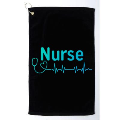 Nurse Heartbeat With Stethoscope Er Nurse Great Gift Platinum Collection Golf Towel