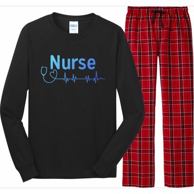 Nurse Heartbeat With Stethoscope Er Nurse Great Gift Long Sleeve Pajama Set