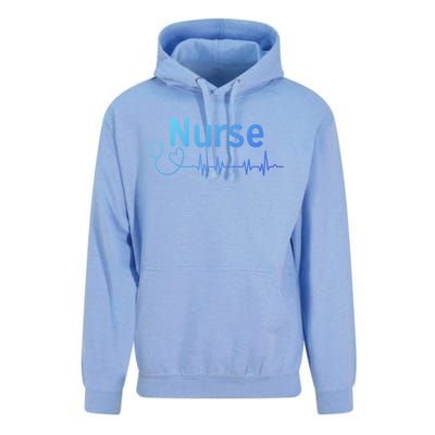 Nurse Heartbeat With Stethoscope Er Nurse Great Gift Unisex Surf Hoodie