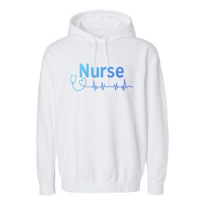 Nurse Heartbeat With Stethoscope Er Nurse Great Gift Garment-Dyed Fleece Hoodie