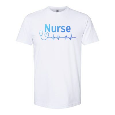 Nurse Heartbeat With Stethoscope Er Nurse Great Gift Softstyle CVC T-Shirt