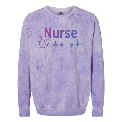 Nurse Heartbeat With Stethoscope Er Nurse Great Gift Colorblast Crewneck Sweatshirt