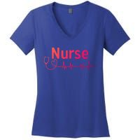 Nurse Heartbeat With Stethoscope Er Nurse Great Gift Women's V-Neck T-Shirt