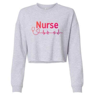 Nurse Heartbeat With Stethoscope Er Nurse Great Gift Cropped Pullover Crew