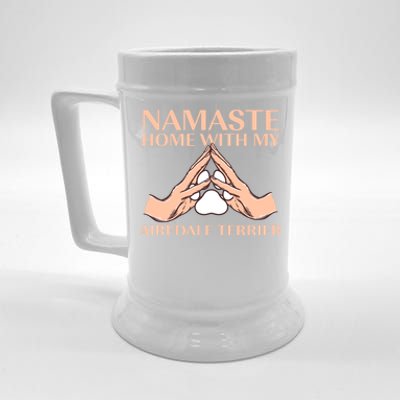 Namaste Home With My Airedale Terrier Dog Lover Funny Gift Beer Stein