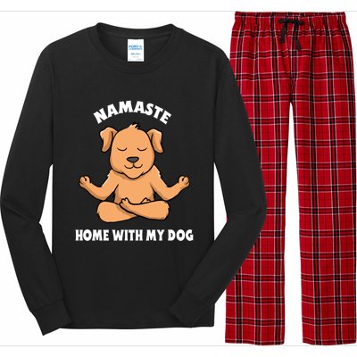 Namaste Home With My Dog Funny Dog Lover Yoga Gift Long Sleeve Pajama Set