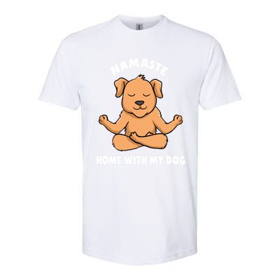 Namaste Home With My Dog Funny Dog Lover Yoga Gift Softstyle® CVC T-Shirt