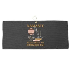 Namaste Home With My Irish Wolfhound Sayings Dog Lover Gift Large Microfiber Waffle Golf Towel