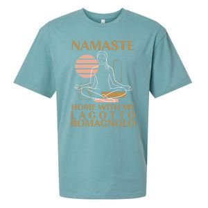 Namaste Home With My Lagotto Romagnolo Sayings Dog Lover Meaningful Gift Sueded Cloud Jersey T-Shirt