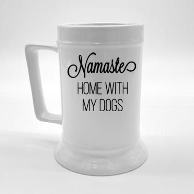 Namaste Home With My Dog Graphic Designed Gift Beer Stein