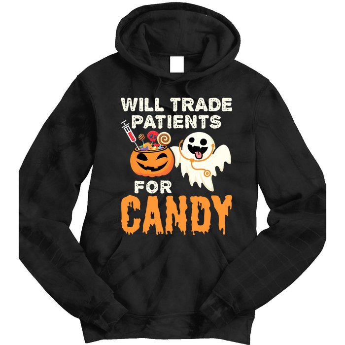 Nurse Halloween Will Trade Patients For Candy Vintage Tie Dye Hoodie