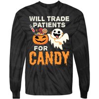 Nurse Halloween Will Trade Patients For Candy Vintage Tie-Dye Long Sleeve Shirt