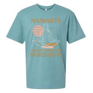 Namaste Home With My Brussels Griffon Sayings Dog Lover Gift Sueded Cloud Jersey T-Shirt