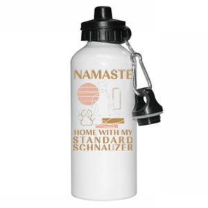 Namaste Home With My Schnauzer Sayings Dog Lover Cute Gift Aluminum Water Bottle