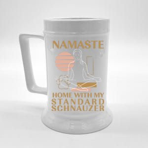 Namaste Home With My Schnauzer Sayings Dog Lover Cute Gift Beer Stein