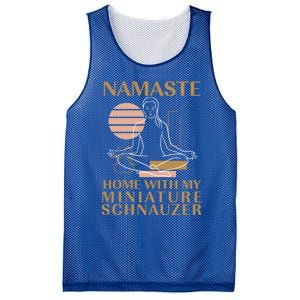 Namaste Home With My Miniature Schnauzer Sayings Dog Lover Gift Mesh Reversible Basketball Jersey Tank