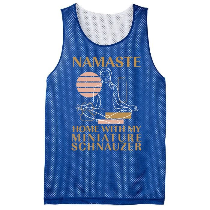 Namaste Home With My Miniature Schnauzer Sayings Dog Lover Gift Mesh Reversible Basketball Jersey Tank