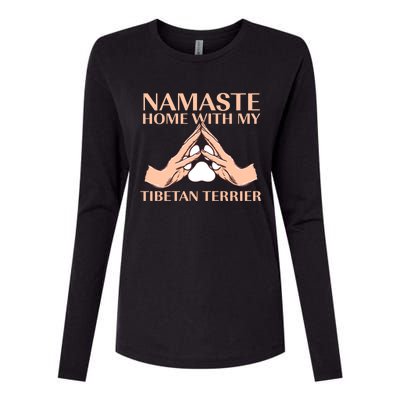 Namaste Home With My Tibetan Terrier Dog Lover Tsang Apso Gift Womens Cotton Relaxed Long Sleeve T-Shirt