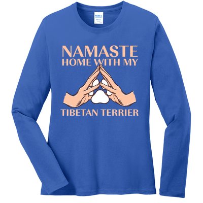 Namaste Home With My Tibetan Terrier Dog Lover Tsang Apso Gift Ladies Long Sleeve Shirt