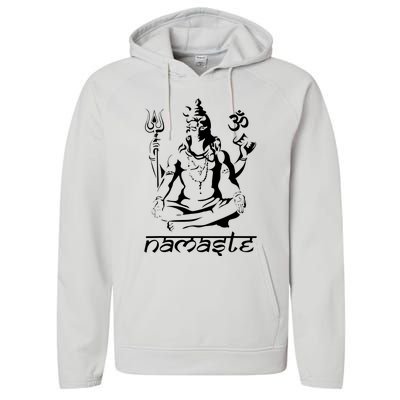 Namaste Hands Yoga Shiva Drawing Cool Meditation Namaste Performance Fleece Hoodie