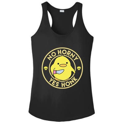 No Horny Yes Honk Funny Chick Ladies PosiCharge Competitor Racerback Tank