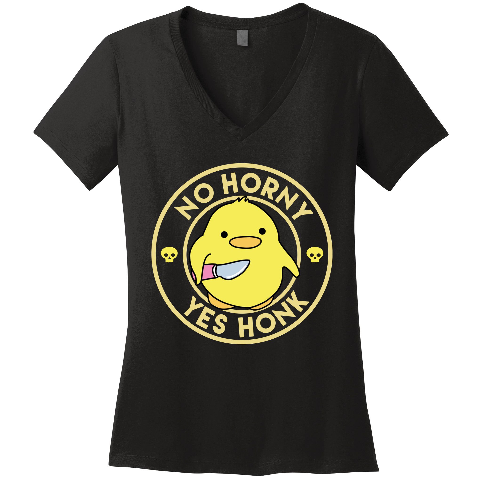 No Horny Yes Honk Funny Chick Women's V-Neck T-Shirt