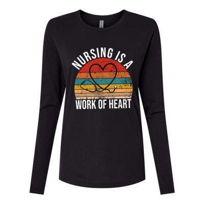 Nursing Is A Work Of Heart Vintage Nurse Heart Gift Womens Cotton Relaxed Long Sleeve T-Shirt