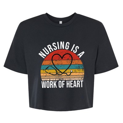 Nursing Is A Work Of Heart Vintage Nurse Heart Gift Bella+Canvas Jersey Crop Tee