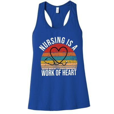 Nursing Is A Work Of Heart Vintage Nurse Heart Gift Women's Racerback Tank