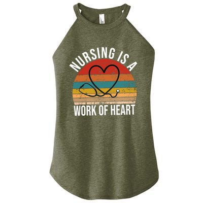 Nursing Is A Work Of Heart Vintage Nurse Heart Gift Women’s Perfect Tri Rocker Tank