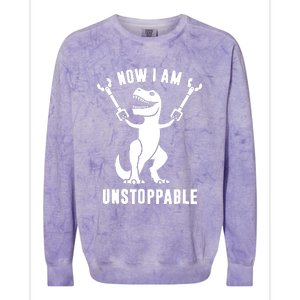 Now I Am Unstoppable Funny TRex Colorblast Crewneck Sweatshirt