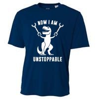 Now I Am Unstoppable Funny TRex Cooling Performance Crew T-Shirt