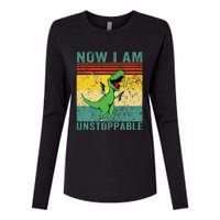 Now I am Unstoppable TRex Funny Dinosaur Retro Vintage Womens Cotton Relaxed Long Sleeve T-Shirt