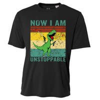 Now I am Unstoppable TRex Funny Dinosaur Retro Vintage Cooling Performance Crew T-Shirt