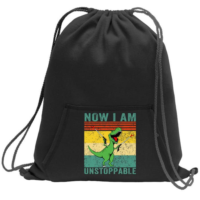 Now I am Unstoppable TRex Funny Dinosaur Retro Vintage Sweatshirt Cinch Pack Bag