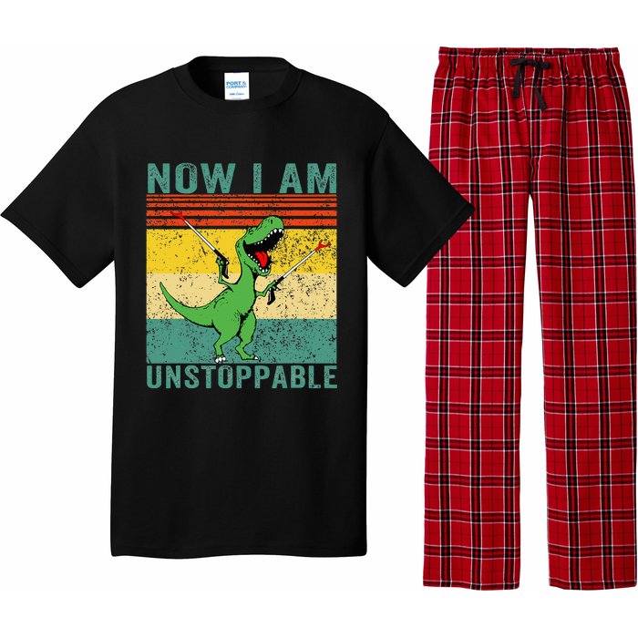 Now I am Unstoppable TRex Funny Dinosaur Retro Vintage Pajama Set