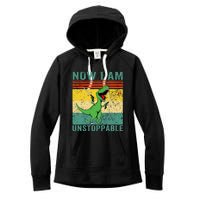 Now I am Unstoppable TRex Funny Dinosaur Retro Vintage Women's Fleece Hoodie