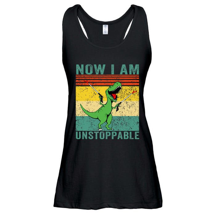 Now I am Unstoppable TRex Funny Dinosaur Retro Vintage Ladies Essential Flowy Tank