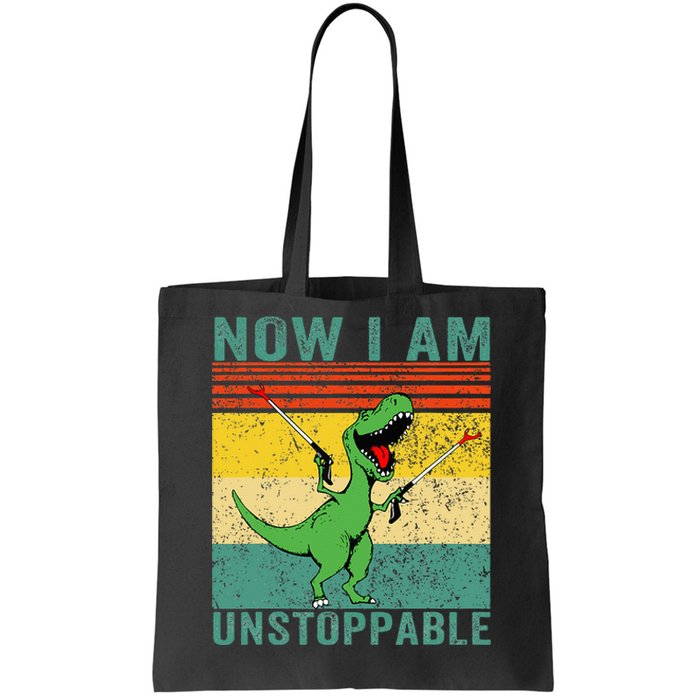 Now I am Unstoppable TRex Funny Dinosaur Retro Vintage Tote Bag