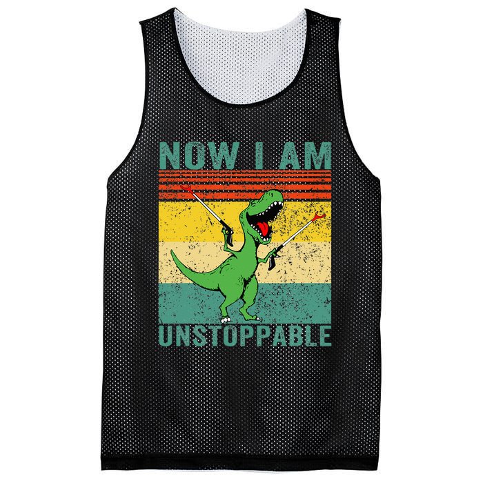 Now I am Unstoppable TRex Funny Dinosaur Retro Vintage Mesh Reversible Basketball Jersey Tank