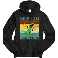 Now I am Unstoppable TRex Funny Dinosaur Retro Vintage Tie Dye Hoodie