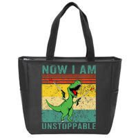 Now I am Unstoppable TRex Funny Dinosaur Retro Vintage Zip Tote Bag