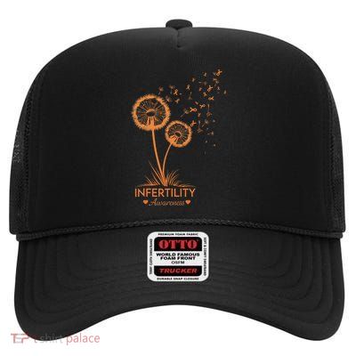 National Infertility Awareness Week Dandelion Women High Crown Mesh Back Trucker Hat